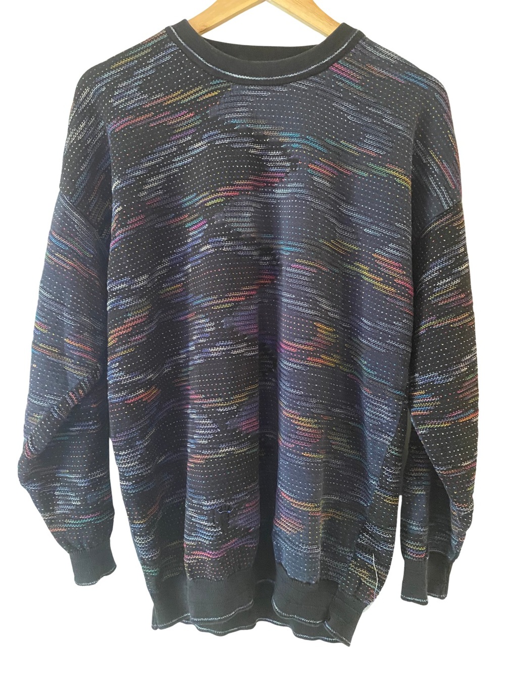 Tundra Black Crewneck Sweater with Multicolor Flecks